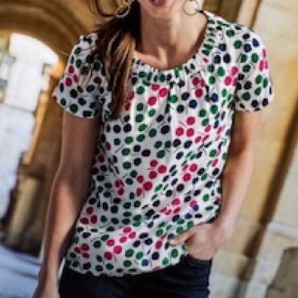 NWT! Boden Carey Floral Print Silk Blend Pink/Navy/Green/White Blouse, 10